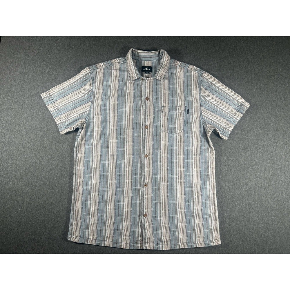 O'Neill Men's Modern Fit Short Sleeve Striped Woven Button Down Shirt XL